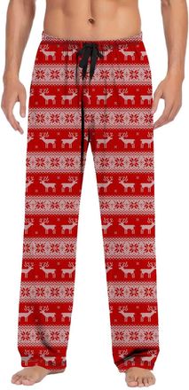 Generic Mens Christmas Pyjama Bottoms Ugly Funny Xmas Print Lounge Pyjama Pants Casual Cosy Loungewear Festive Holiday Pjs Trousers for Family Friends