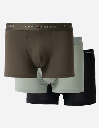 Tommy Hilfiger Mens Tommy Hilfiger 3-Pack DTM Waistband Mens Trunks - Black/Mint/Army - Size: 37/36/32
