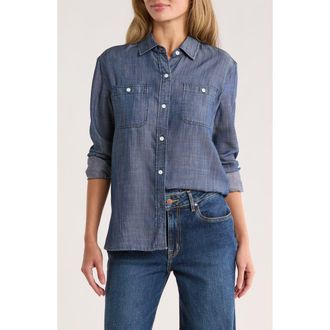 Tailor Vintage Loose Fit Denim Button-Up Shirt in Dark Wash at Nordstrom Rack, Size X-Large