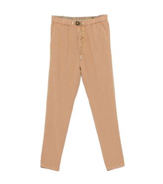 White Sand Light Brown Logo Pants