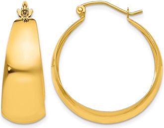 Diamond2Deal 10k Yellow Gold Polished 10.5mm Tapered Hoop Earrings