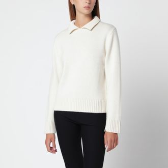 Extreme Cashmere Cream cashmere polo sweater