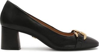 Kazar Zwarte pumps versierd met een dikke ketting - Dames - Pumps - Zwart - 40 EU - Leer - Schoenen