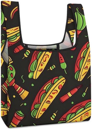 Generic National Taco Day Shopping Bag Reusable Grocery Tote Bag Foldable Handbag for Travel Picnic