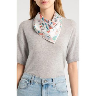 Longchamp Foret Silk Square Scarf in Rainbow/White Multi at Nordstrom