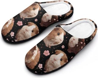 Generic Guinea Pigs With Floral Slippers Men Winter Warm Cotton Anti-Slip Indoor Slip-Ons House Shoes