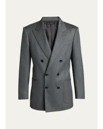 Tom Ford Mens Atticus Wool Melange Double-Breasted Sport Coat