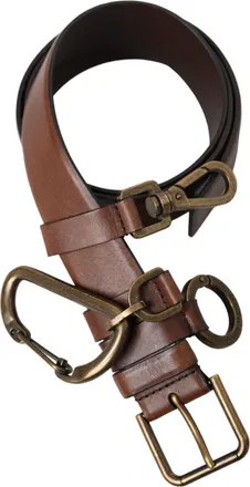 Dolce & Gabbana Brown Calf Leather Gold Metal Buckle Belt Mens Men
