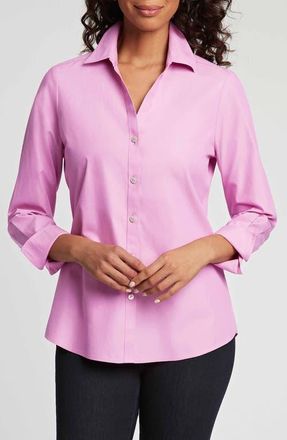 Foxcroft Mary Non-Iron Cotton Oxford Button-Up Shirt in Rose Quartz at Nordstrom, Size 10