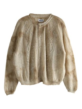 Magliano embellished cable-knit cardigan - unisex - Mohair/Polyamide/Wool - L - Neutrals
