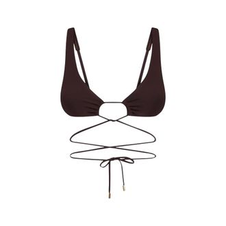 Moschino Triangle Bikini Top in Lycra - female - Moschino - Bikinis - Brown - 2XL - Swimwear