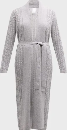 Neiman Marcus Cashmere Cable-Knit Robe