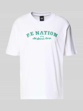 P.E Nation T-Shirt mit Logo-Print und Rundhalsausschnitt in Weiss, Gr&ouml;&szlig;e XL