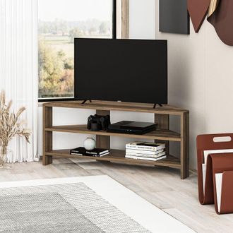 Decortie Decortie - Thales Corner Modern tv Stand Multimedia Centre tv Unit Corner 110cm - Dark Oak Effect - Hitit