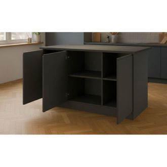 Dmora Isola da Cucina - Modulabile 3 Ripiani, Nero Antracite, -, 155x90x90h cm Gornav