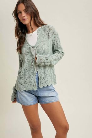 Wishlist Matcha Tie Sweater In Green