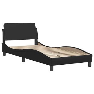 vidaXL Estructura De Cama Sin Colch&oacute;n Cuero Sint&eacute;tico Negro 90x200 Cm Vidaxl