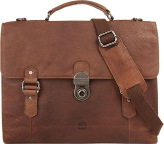 Bodenschatz Aktentasche BODENSCHATZ, Herren, Gr. B/H/T: 36cm x 32cm x 9cm onesize, cognac, Leder, Strukturmuster, Taschen Aktentasche, echt Leder