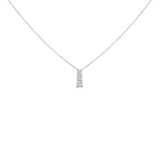 House of Brilliance 14K White Gold 1/2 Cttw Lab Grown Diamond Three Stone Pendant Necklace