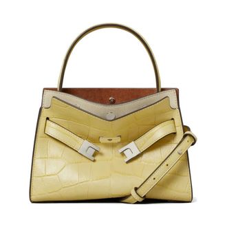 Tory Burch Tory Burch, Handbags, female, Yellow, Size: ONE SIZE Petite Lee Radziwill Croc-Embossed Double Bag