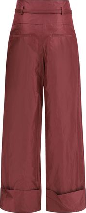 Fendi Womens Taffeta Silk Trousers Plum