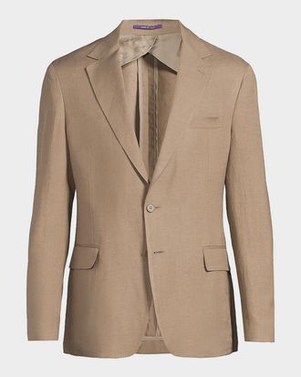 Ralph Lauren Mens Hadley Silk and Linen Single-Breasted Jacket