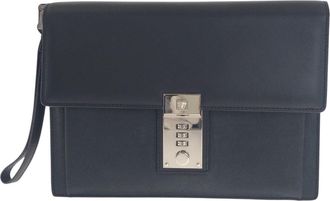 Versace Leather Dial Lock Clutch