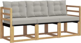 vidaXL Conjunto De Sof&aacute;s De Exterior 3 Uds. Blanco Y Gris Claro Vidaxl