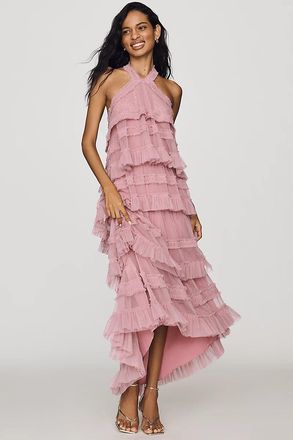 Mac Duggal Mesh Halter Dress