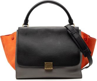 Celine Pre-owned Celine Medium Tricolor Calfskin and Suede Trapeze Satchel Ladies ZXBUQF2D46JJF7VL