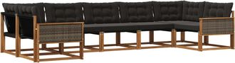 vidaXL Conjunto De Sof&aacute;s De Exterior 7 Uds. Natural Y Negro Vidaxl