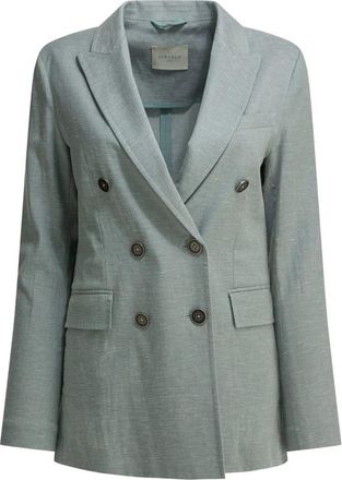 Circolo 1901 Double-Breasted Linnenmix Blazer - Dames - Blazers - Blauw - XS - Linnen - Jassen
