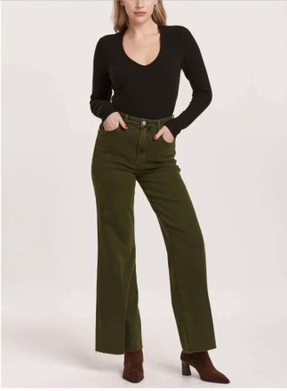 Dear John Denim Fione High-Rise Wide-Leg Jeans In Pine