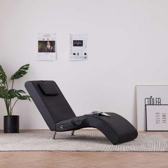 vidaXL Vidaxl - Div&aacute;n De Masaje Con Almohada De Cuero Sint&eacute;tico Negro