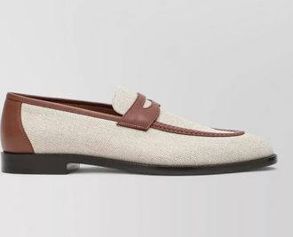 Loro Piana loafers round toe textured fabric two tone leather trim