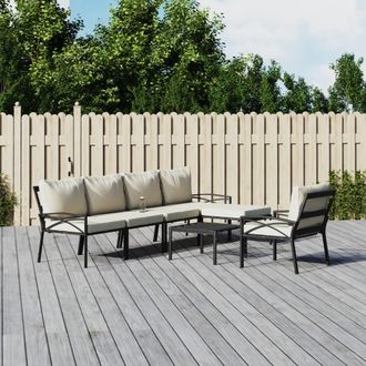 vidaXL Juego De Muebles De Jard&iacute;n 7 Piezas Acero Y Cojines Color Arena Vidaxl