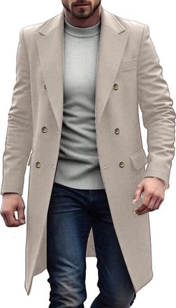 Generic Mens Jacket Winter Wool Coats Warm Casual Overcoat Outwear Business SingleDouble Breasted Trench Jacket Mens Wool Overcoats Dress Coats Heated Men