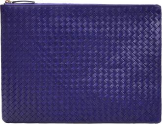 Dragon Diffusion Handgeweven leren pochette in intens paars - Dames - Clutches - Paars - ONE Size - Leer - Tassen