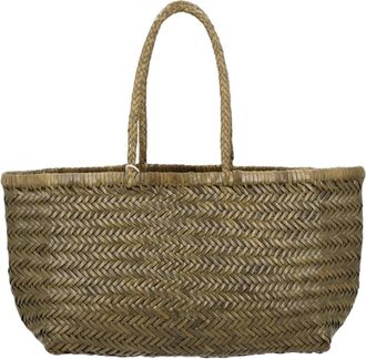 Dragon Diffusion Brown Woven Natural Fiber Shoulder Bag