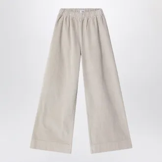 Il Gufo Pantalone wide leg greige in velluto a coste