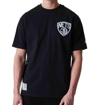 New Era Brooklyn Nets NBA Black White Oversized BP Neon T- Shirt