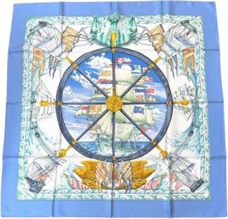 Herm&egrave;s Pre-owned foulard in seta - - Pre-owned - Donna - Blu - ONE SIZE
