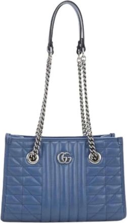 Gucci Pre-owned Handbags, female, Blue, Size: ONE SIZE Pre-owned Vintage Tote Bag