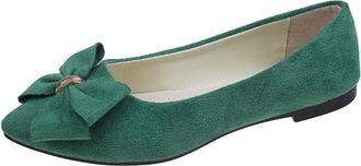 Generic Womens Bowknot Ballet Shoes Suede Pointy Toe Dress Flats Ladies Flat Pumps Casual Work Office Slip On Moccasins Daily Dating Commuting Loafers Green