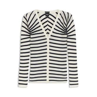 BOSS Buttoned cardigan in striped merino wool