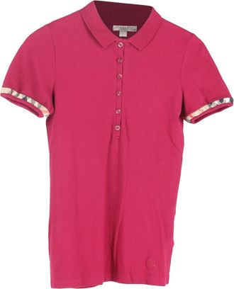 Burberry Burberry Brit poloshirt met ruitjesrand en korte mouwen in roodpaars katoen