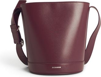 Jil Sander Cannolo Burgundy Lear Bucket Bag