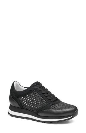 Johnston & Murphy Piper Knit Panel Sneaker in Black Suede/crochet at Nordstrom, Size 7.5