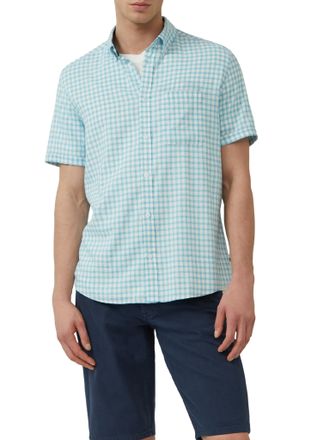 s.Oliver Kurzarmhemd S.OLIVER, Herren, Gr. 3XL, N-Gr, gr&uuml;n (wei&szlig; gr&uuml;n), Web, Obermaterial: 51% Viskose, 49% Baumwolle, kariert, gerade h&uuml;ftbedeckend, Rundhals,