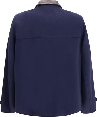 Brunello Cucinelli Mens Jacket Virgin Wool Blue Fleece (ovis Aries)